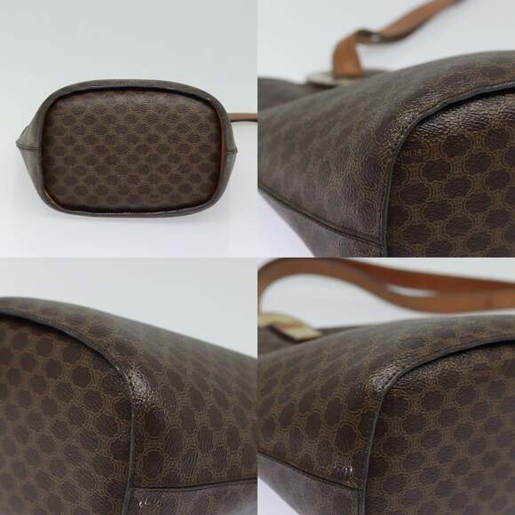 CELINE Macadam Canvas Shoulder Bag Pvc Leather Brown Gold - Picture 10 of 13